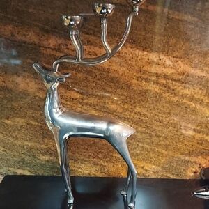 Elegant Silver Deer Candle Holder